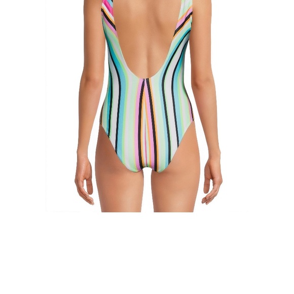 Ribbed neon stripe one piece suit. - Picture 3 of 3